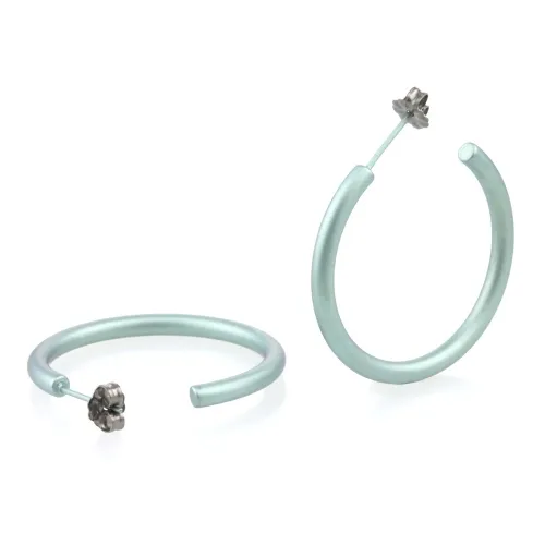 Medium Round Light Green Hoop Earrings